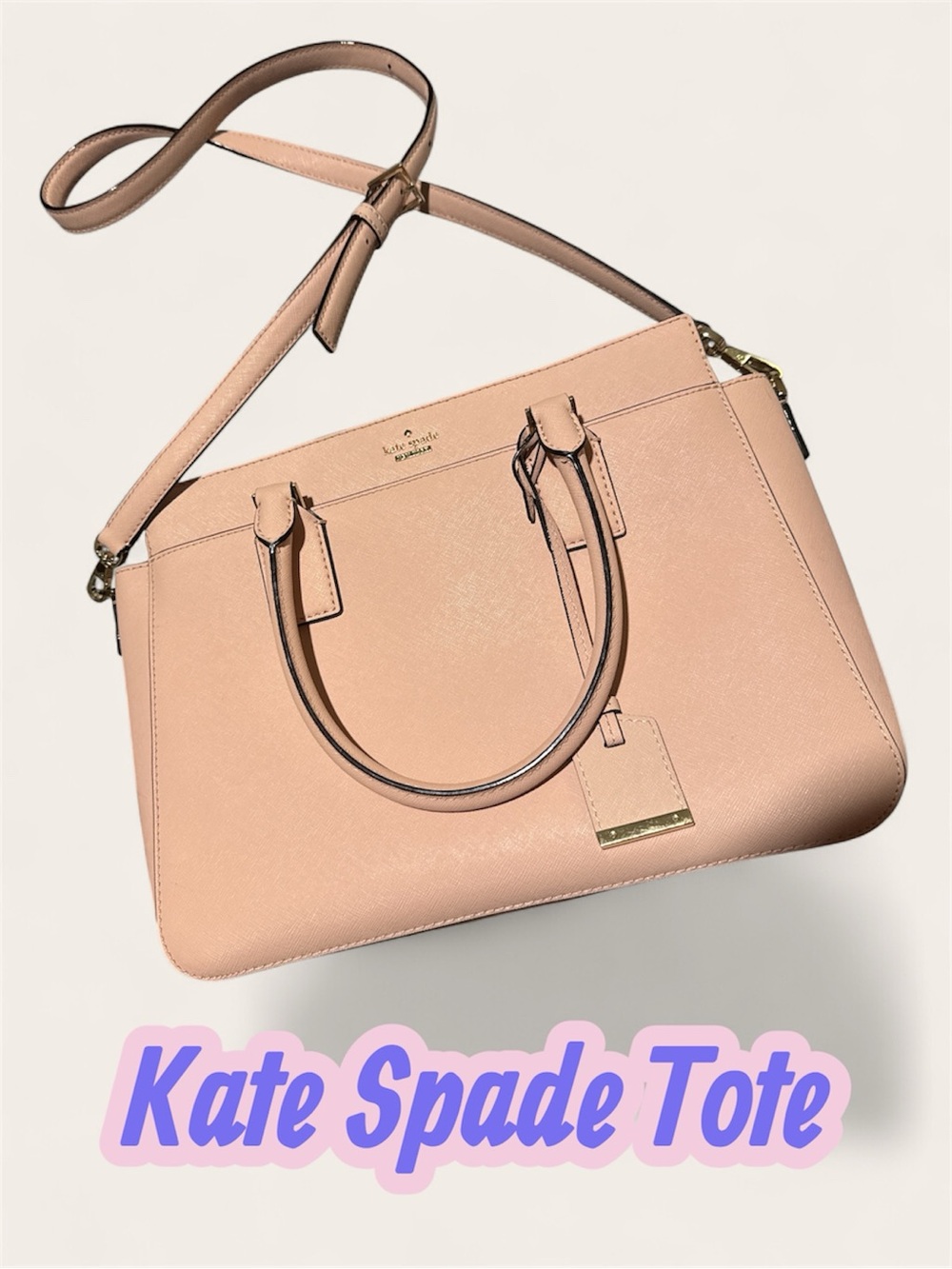 KS Pink Leather Tote Gold Hardware